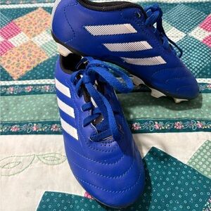 Kids Size 13 Adidas Royal Blue Soccer Shoes with White Stripes